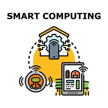 Smart computing process connecting digital technology devices Stock Illustration