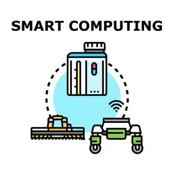 Smart computing process with interconnected robotic devices Illustrazione stock