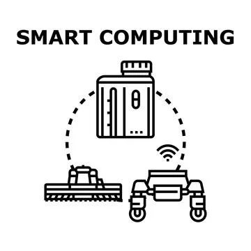Smart computing process with interconnected robotic devices Illustrazione stock