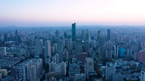 Smart Connected city skyline. Futuristic network concept, city Technology. Stock Footage