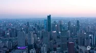 Smart Connected City Skyline. Futuristic Network Concept, City Technology Stock Footage