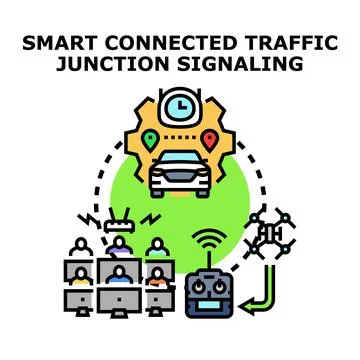 Smart connected traffic management system future technology Illustrazione stock