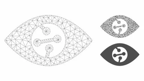 Smart Contact Lens Vector Mesh Wire Frame Model and Triangle Mosaic Icon 스톡 일러스트