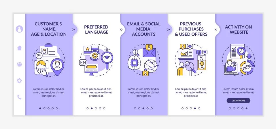 Smart content analytics components onboarding vector template 库存插图