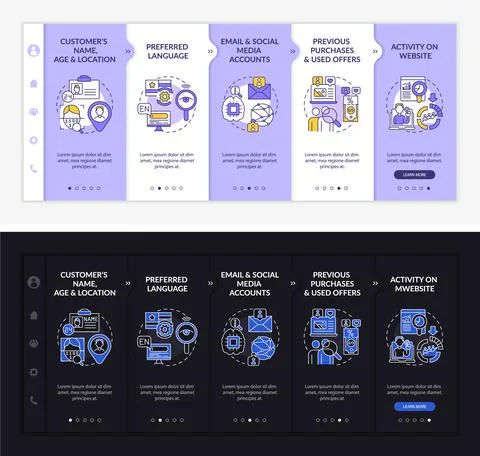 Smart content analytics criteria onboarding vector template Illustrazione stock