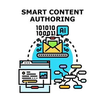 Smart content authoring using artificial intelligence generating text for web Stock Illustration
