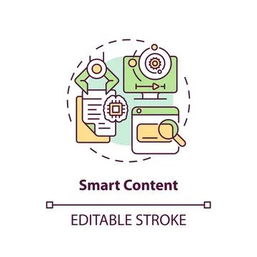 Smart content multicolor concept icon Stock Illustration