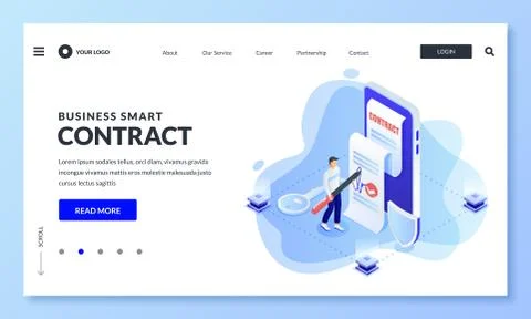 Smart contract and blockchain security technology concept. Vector 3d isometri Stock Illustration