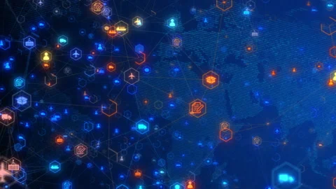 Smart contract blockchain supply chain Defi business solution network protocol Stock Footage 192557018