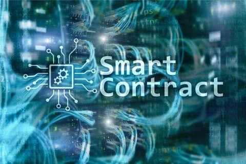 Smart contract, blockchain technology in modern business. 스톡 사진