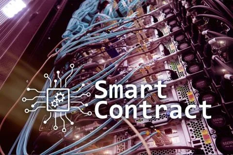 Smart contract, blockchain technology in modern business. Stock Photos