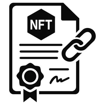 Smart contract certification document nft license icon Stock Illustration