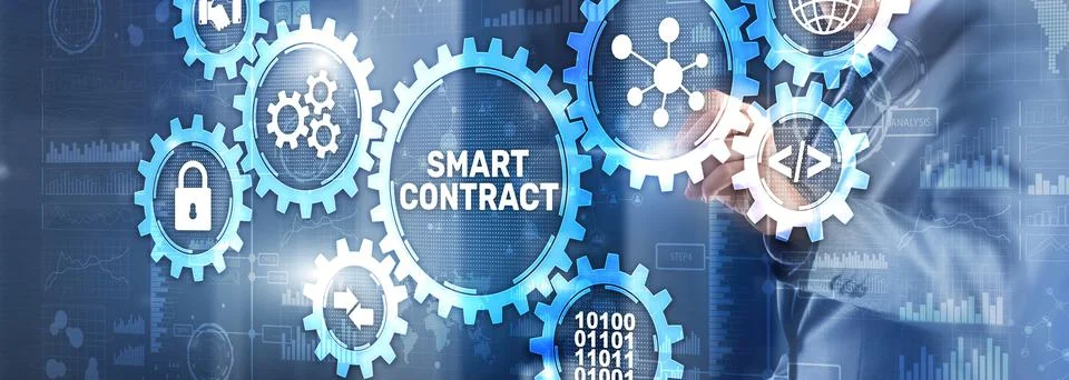 Smart Contract. Computer algorithm designed to generate, control and provide Foto stock