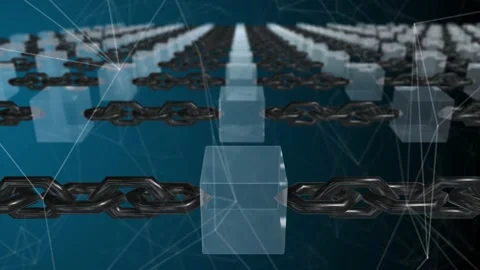 Smart contract computer code agreement on blockchain network Stock Footage 171257074