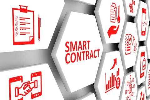 SMART CONTRACT concept cell background 3d illustration Illustrazione stock