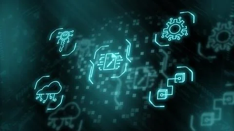 Smart contract concept. Computer program for tracking commitments. Neon style Stock Illustration