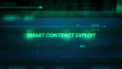 Smart Contract Exploit on Noise Glitch Error technology futuristic data back Stock Footage 343351879