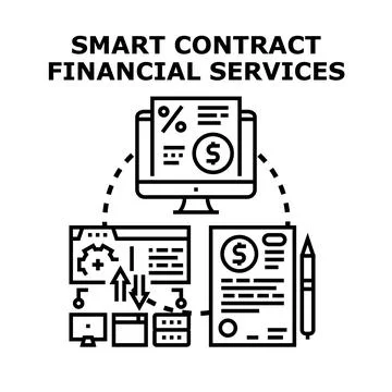 Smart contract financial services blockchain technology concept Stock Illustration