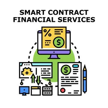 Smart contract financial services blockchain technology concept Stock Illustration