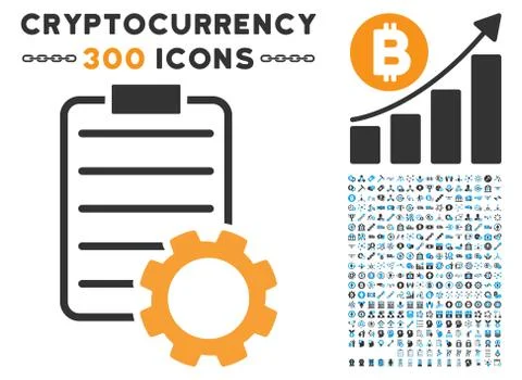Smart Contract Gear Flat Icon with Collection Stockillustratie