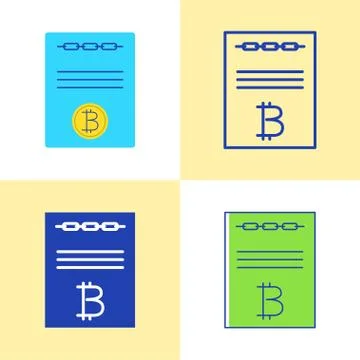 Smart contract icon set in flat and line style Stock-Illustration