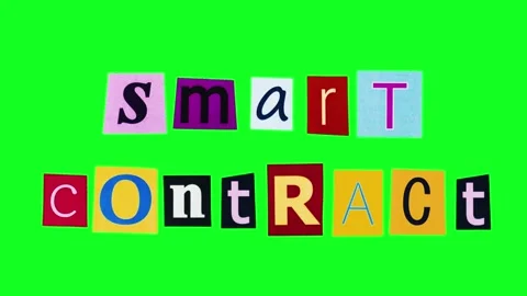 Smart contract phrase in funny dynamic animation with stickers crumpling and Stock Footage 311135368