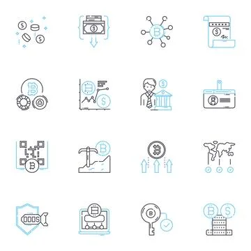 Smart contracts linear icons set. Ethereum, Blockchain, Decentralized, Code Illustrazione stock