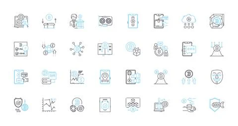 Smart contracts linear icons set. Ethereum, Blockchain, Decentralized, Code Stock Illustration