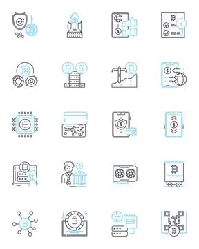 Smart contracts linear icons set. Ethereum, Blockchain, Decentralized, Code 스톡 일러스트