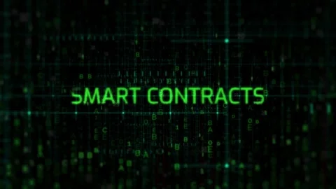 Smart Contracts Text Animation on Digital Background Stock Footage 343352199