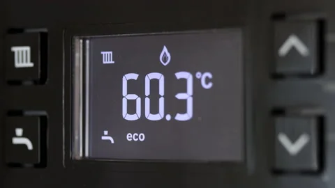 The smart control panel household gas boiler, close up. Stock Footage 140808717