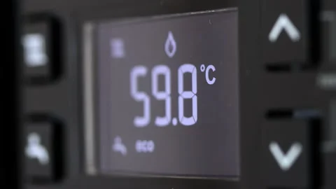 The smart control panel household gas boiler, close up. Stock Footage 143595771