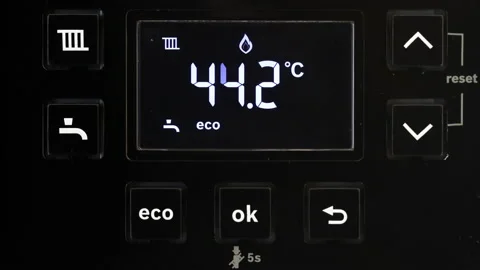 The smart control panel household gas boiler, close up. Stock Footage 145142499