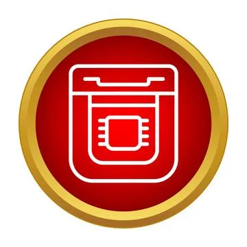 Smart cooking appliance control unit microchip icon Stock Illustration