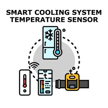 Smart cooling system for temperature control and monitoring Stock Illustration