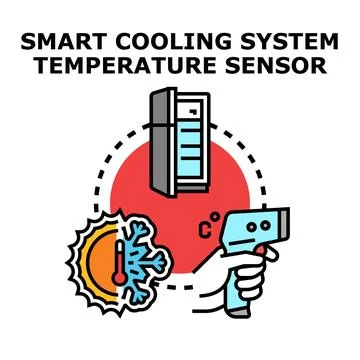 Smart cooling system temperature sensor concept vector 库存插图