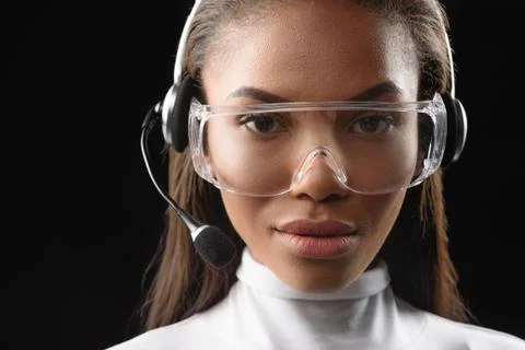 Smart customer service operator working Stock Photos