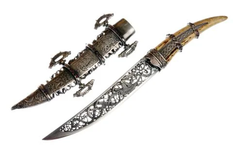 Smart dagger of the medieval soldier. It was used for hunting Stock Photos