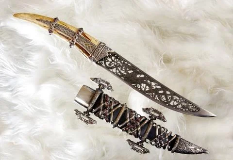 Smart dagger of the medieval soldier. It was used for hunting Stock Photos