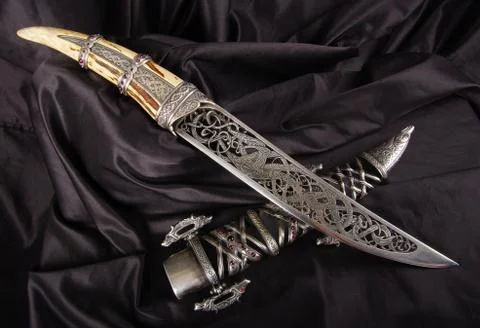 Smart dagger of the medieval soldier. It was used for hunting Foto stock
