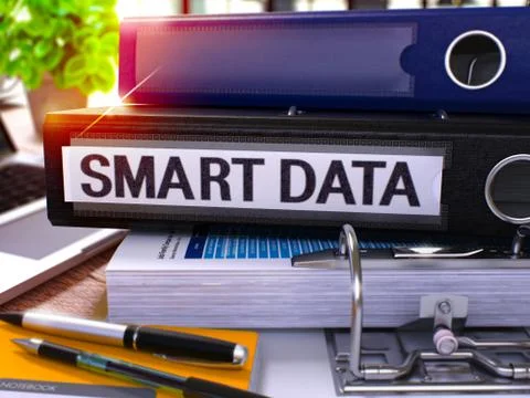 Smart Data on Black Ring Binder. Blurred, Toned Image Stock Illustration