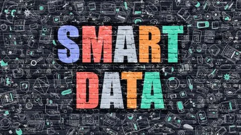 Smart Data in Multicolor. Doodle Design Stock Illustration