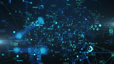 Smart Data Processing AI Deep Learning Neural Framework, futuristic background Stock Footage 317807134