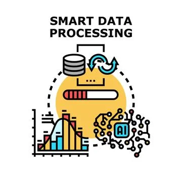 Smart data processing analyzing information with artificial intelligence 库存插图