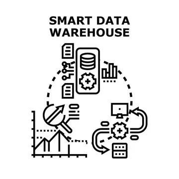 Smart data warehouse concept processing analyzing information イラスト素材