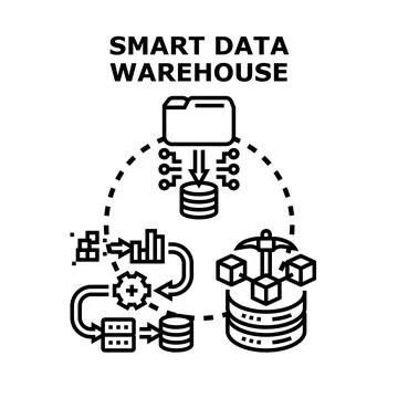 Smart data warehouse process extracting and analyzing information Stock Illustration