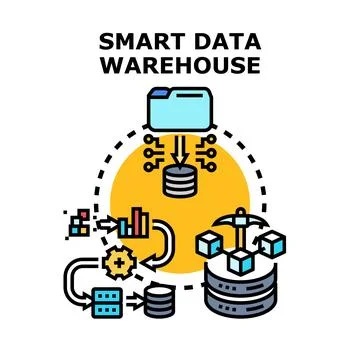 Smart data warehouse process extracting and analyzing information Stock Illustration