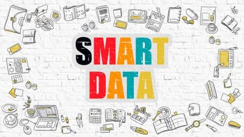 Smart Data on White Brick Wall Illustrazione stock
