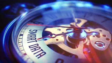 Smart Data - Wording on Vintage Watch. 3D Render. Stock Illustration