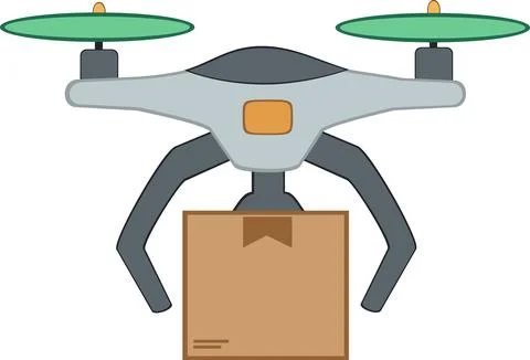 Smart delivery drone vehicle transporting commercial box Stock Illustration